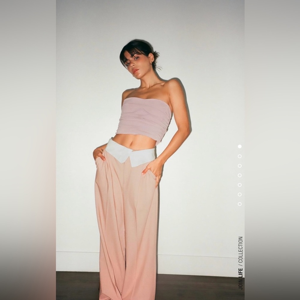 Zara Pink High-Waisted Folded Pants